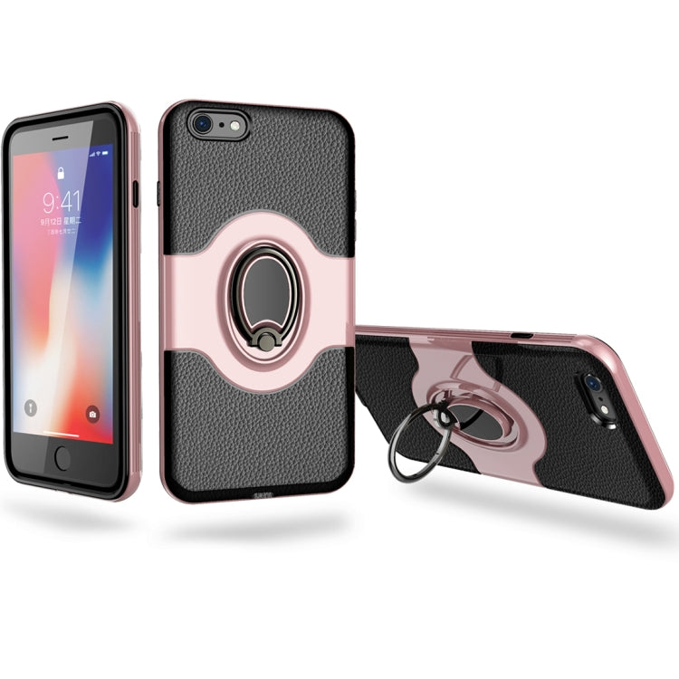 For iPhone 6 Plus & 6s Plus Dropproof Full Coverage Protective Case Cover with Magnetic Rotatable Ring Holder