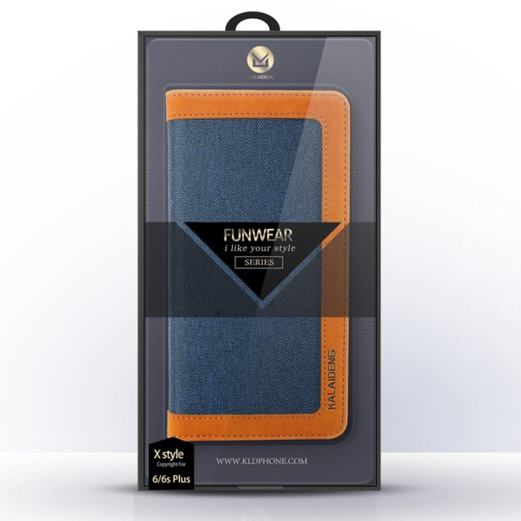 KALAIDENG FUNWEAR X Series for iPhone 6 Plus & 6s Plus Linen Leather + TPU Horizontal Flip Leather Case with Card Slots & Holder & Lanyard