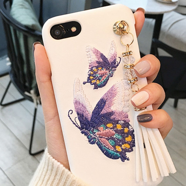 For iPhone 6 Plus & 6s Plus Embroidery Style Protective Back Cover Case with Tassels Pendant