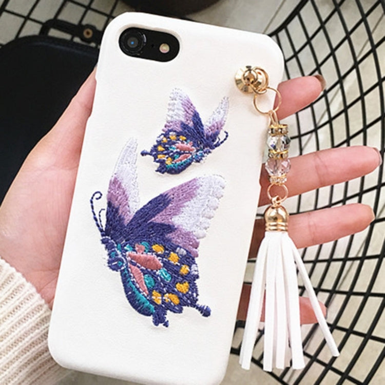 For iPhone 6 Plus & 6s Plus Embroidery Style Protective Back Cover Case with Tassels Pendant