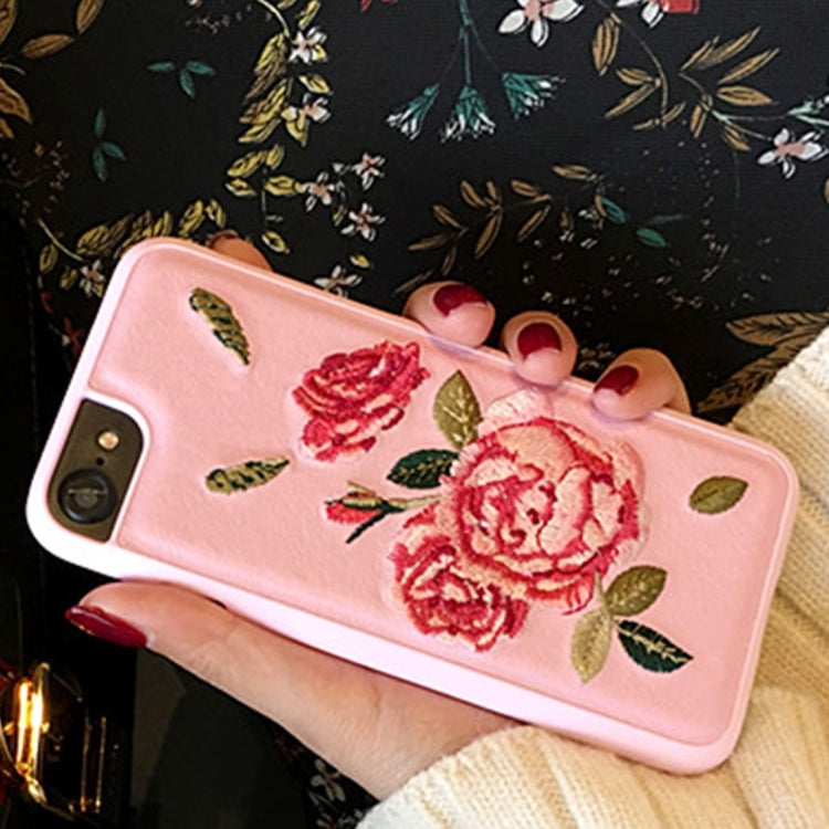 For iPhone 6 Plus & 6s Plus Embroidery Flowers Protective Back Cover Case