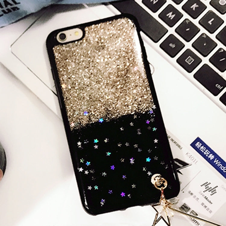 For iPhone 6 Plus & 6s Plus Gold Glitter Powder Full Coverage Protective Back Cover Soft Case with Star Pendant
