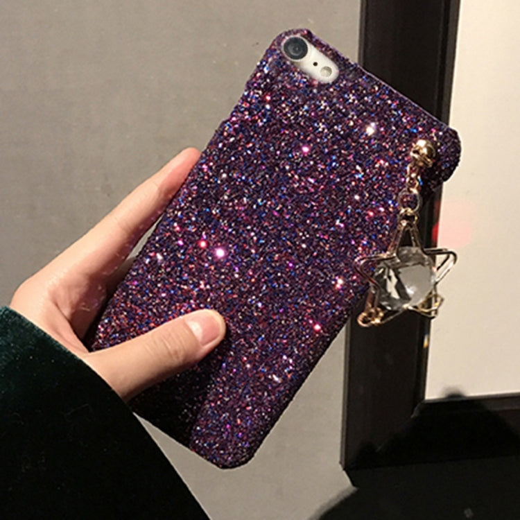 For iPhone 6 Plus & 6s Plus Glitter Powder Protective Back Cover Hard Case with Star Diamond Pendant (Purple)