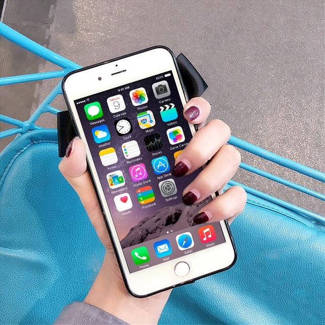 For iPhone 6 Plus & 6s Plus Cute Bell and Bowknot Ribbon Protective Back Cover Case
