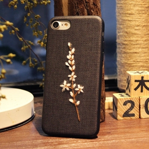 For iPhone 6 Plus & 6s Plus Retro Fashion Embroidery Flower Plant Pattern Protective Back Cover Case