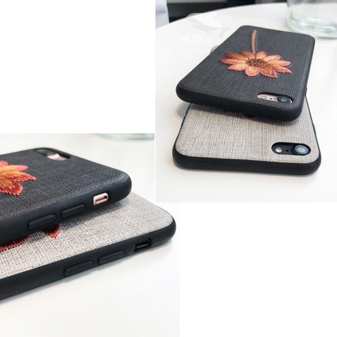 For iPhone 6 Plus & 6s Plus Retro Fashion Embroidery Flower Plant Pattern Protective Back Cover Case