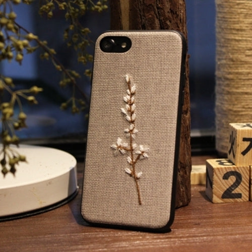 For iPhone 6 Plus & 6s Plus Retro Fashion Embroidery Flower Plant Pattern Protective Back Cover Case