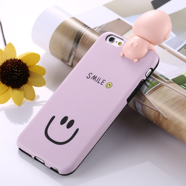 For iPhone 6 Plus & 6s Plus Cute 3D Dolls Smiling Face Pattern Self-timer Fill Light IMD Protective Back Cover Case with 27cm USB Cable (Purple)