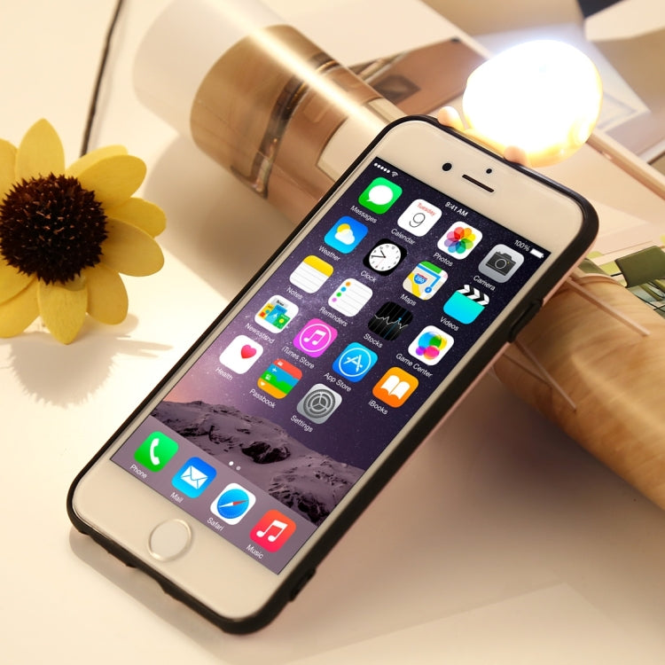 For iPhone 6 Plus & 6s Plus Cute 3D Dolls Smiling Face Pattern Self-timer Fill Light IMD Protective Back Cover Case with 27cm USB Cable (Purple)