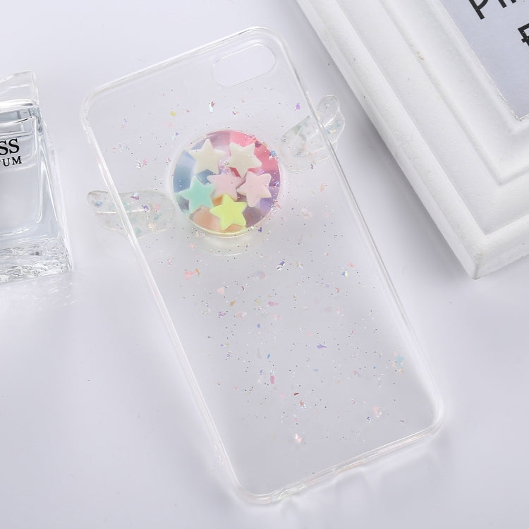 For iPhone 6 Plus & 6s Plus Angel Wing Macaroon Stars Glitter Transparent TPU Protective Back Cover Case (Transparent)