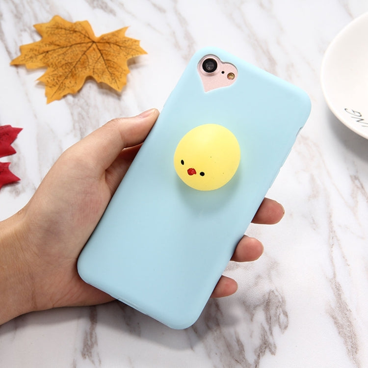 For iPhone 6 Plus & 6s Plus Blue Background Lovely Little Chicken Pattern Squeeze Relief Squishy Dropproof Protective Back Cover Case
