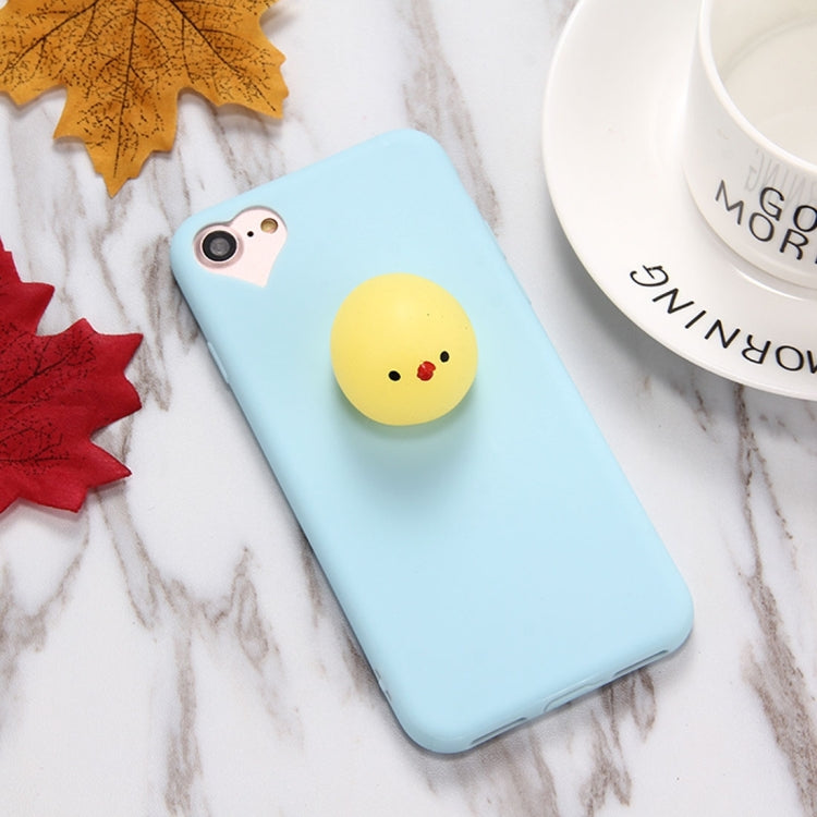 For iPhone 6 Plus & 6s Plus Blue Background Lovely Little Chicken Pattern Squeeze Relief Squishy Dropproof Protective Back Cover Case