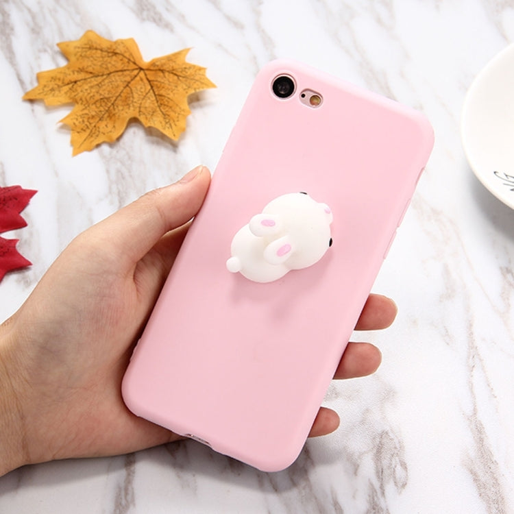 For iPhone 6 Plus & 6s Plus Pink Background Lovely Little Rabbit Pattern Squeeze Relief Squishy Dropproof Protective Back Cover Case