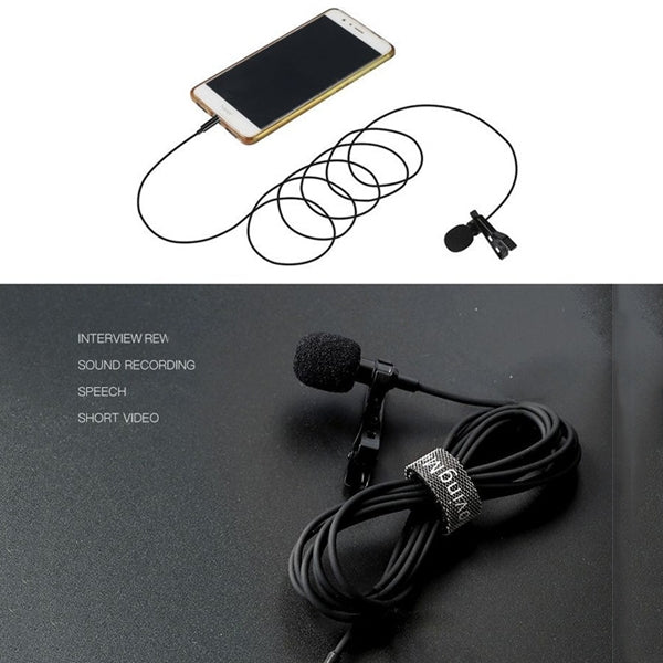 MC-LM10 Clip-on Omni Directional Condenser Microphone for iPhone, iPad, Galaxy, Smart Phones, Tablets and Other Audio Device with 3.5mm Earphone Port (Black)