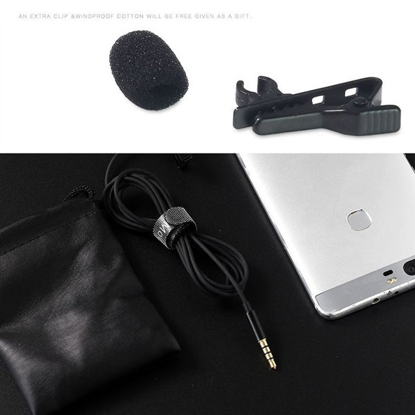 MC-LM10 Clip-on Omni Directional Condenser Microphone for iPhone, iPad, Galaxy, Smart Phones, Tablets and Other Audio Device with 3.5mm Earphone Port (Black)