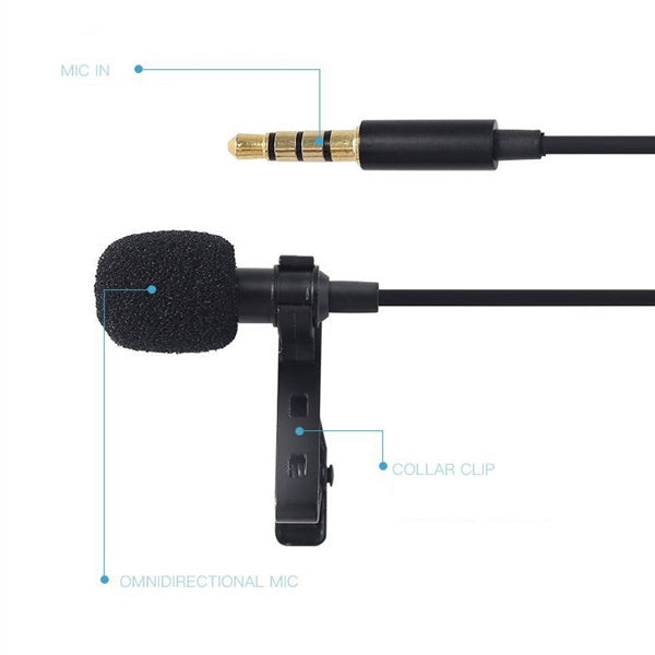 MC-LM10 Clip-on Omni Directional Condenser Microphone for iPhone, iPad, Galaxy, Smart Phones, Tablets and Other Audio Device with 3.5mm Earphone Port (Black)