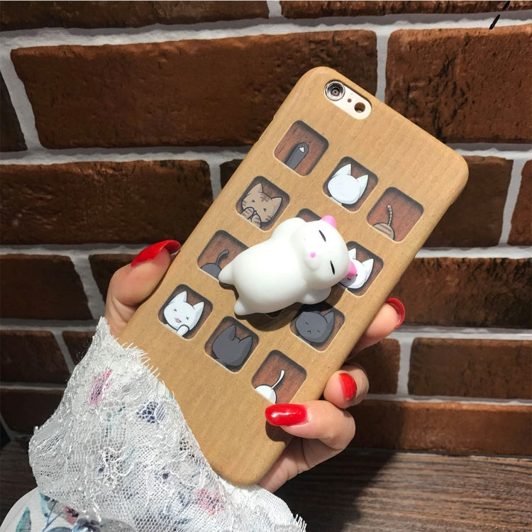 For iPhone 6 Plus & 6s Plus Square Background 3D Lovely Cat Pattern Squeeze Relief IMD Workmanship Squishy Dropproof Protective Back Cover Case