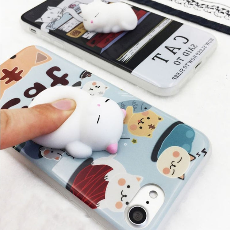 For iPhone 6 Plus & 6s Plus Light Blue Background 3D Lovely Cat Cartoon Pattern Squeeze Relief IMD Workmanship Squishy Dropproof Protective Back Cover Case