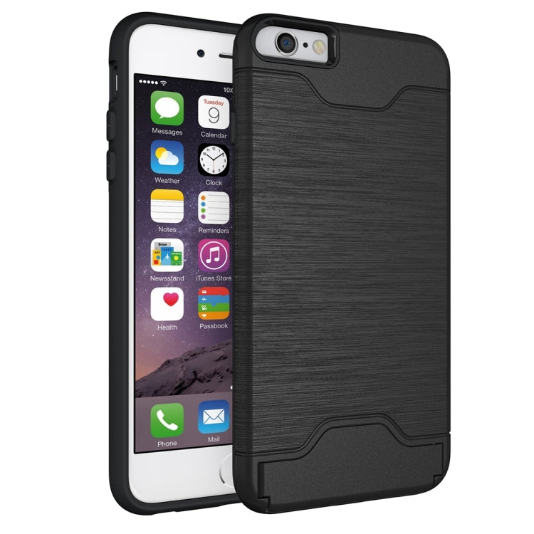 For iPhone 6 Plus & 6s Plus Brushed Texture Separable TPU + PC Combination Back Case with Card Slot & Holder