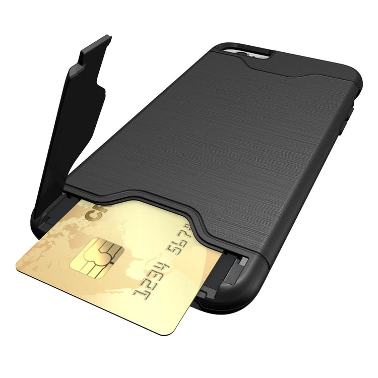 For iPhone 6 Plus & 6s Plus Brushed Texture Separable TPU + PC Combination Back Case with Card Slot & Holder
