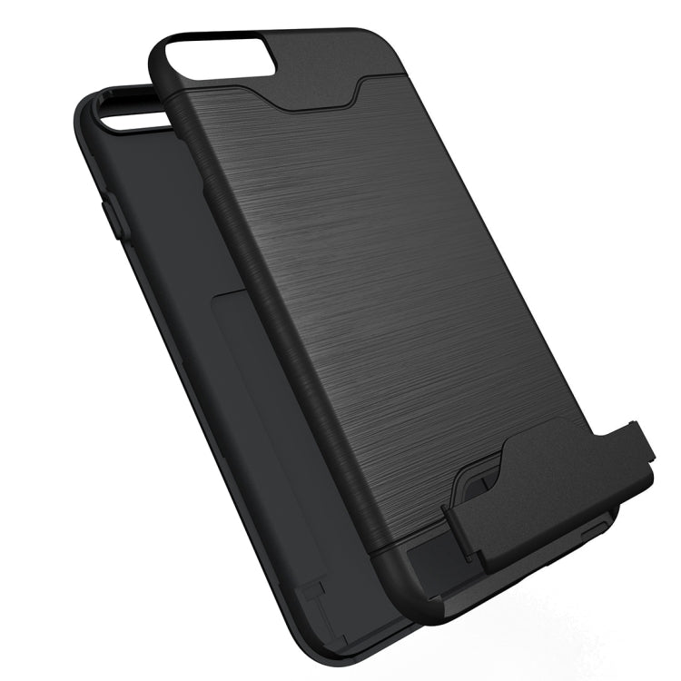 For iPhone 6 Plus & 6s Plus Brushed Texture Separable TPU + PC Combination Back Case with Card Slot & Holder