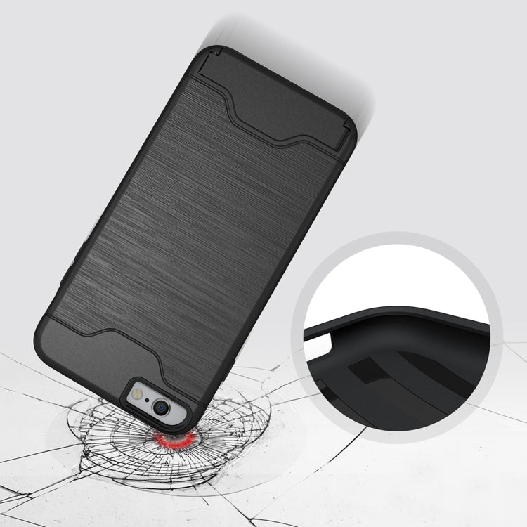 For iPhone 6 Plus & 6s Plus Brushed Texture Separable TPU + PC Combination Back Case with Card Slot & Holder