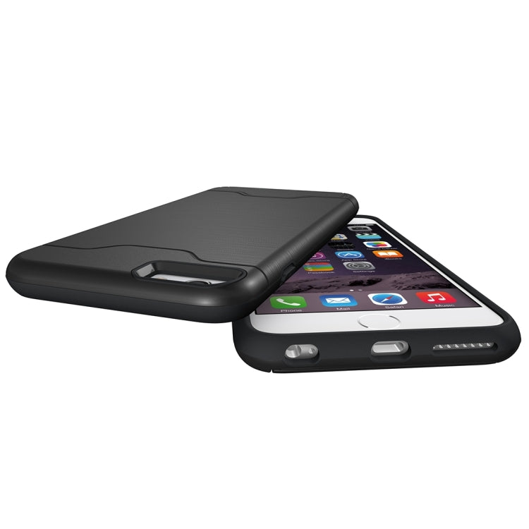 For iPhone 6 Plus & 6s Plus Brushed Texture Separable TPU + PC Combination Back Case with Card Slot & Holder