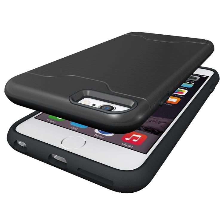 For iPhone 6 Plus & 6s Plus Brushed Texture Separable TPU + PC Combination Back Case with Card Slot & Holder