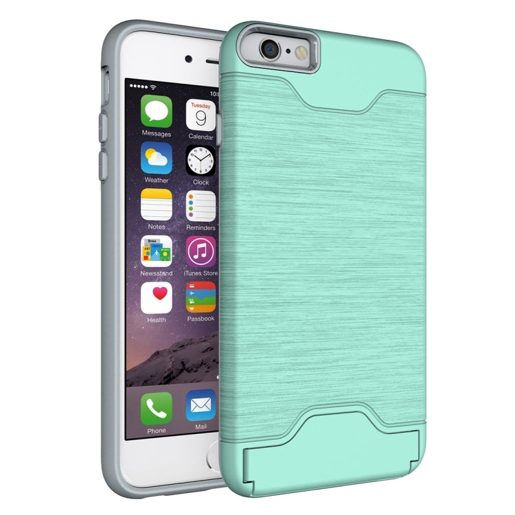 For iPhone 6 Plus & 6s Plus Brushed Texture Separable TPU + PC Combination Back Case with Card Slot & Holder