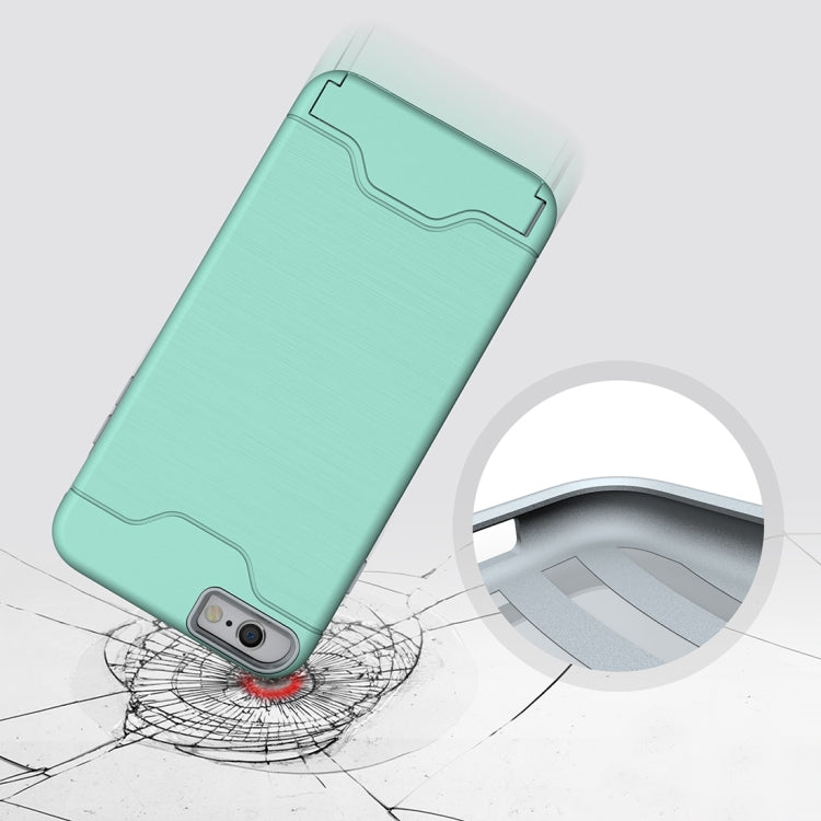 For iPhone 6 Plus & 6s Plus Brushed Texture Separable TPU + PC Combination Back Case with Card Slot & Holder