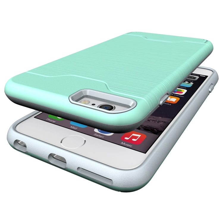 For iPhone 6 Plus & 6s Plus Brushed Texture Separable TPU + PC Combination Back Case with Card Slot & Holder