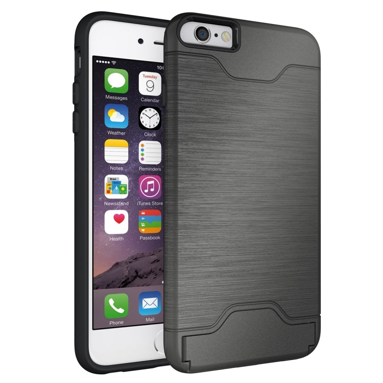 For iPhone 6 Plus & 6s Plus Brushed Texture Separable TPU + PC Combination Back Case with Card Slot & Holder