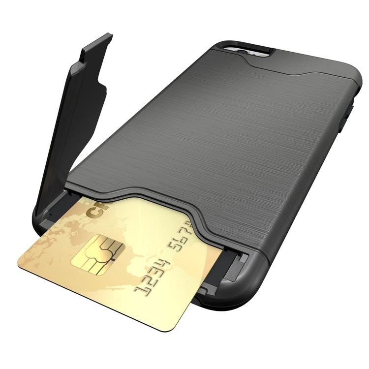 For iPhone 6 Plus & 6s Plus Brushed Texture Separable TPU + PC Combination Back Case with Card Slot & Holder