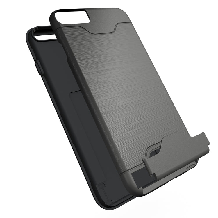 For iPhone 6 Plus & 6s Plus Brushed Texture Separable TPU + PC Combination Back Case with Card Slot & Holder