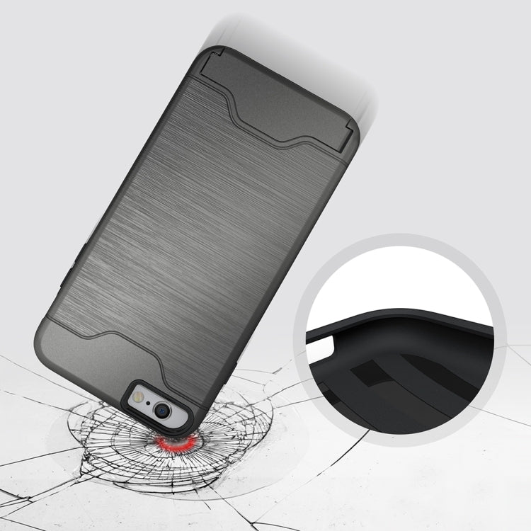 For iPhone 6 Plus & 6s Plus Brushed Texture Separable TPU + PC Combination Back Case with Card Slot & Holder
