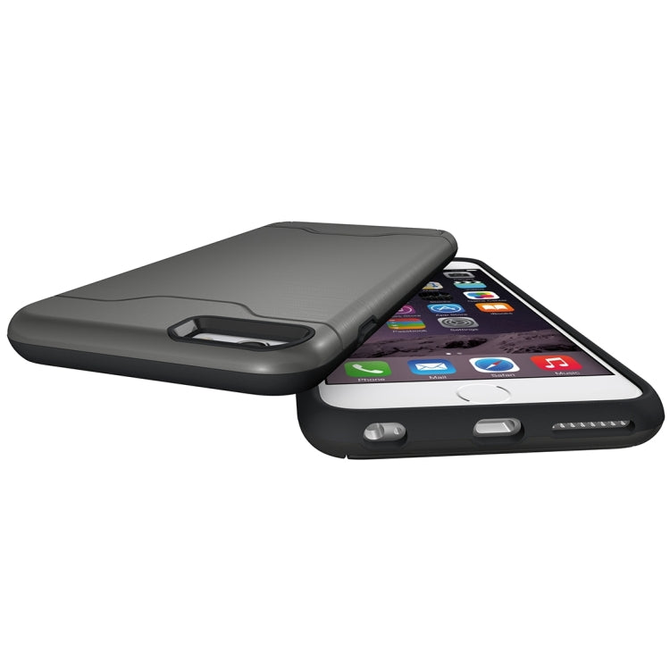 For iPhone 6 Plus & 6s Plus Brushed Texture Separable TPU + PC Combination Back Case with Card Slot & Holder