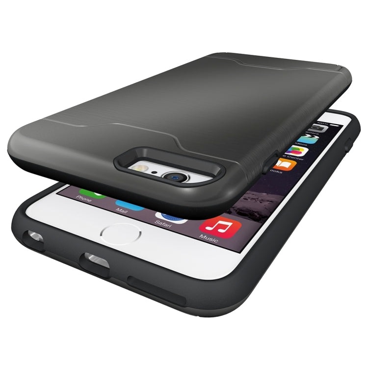For iPhone 6 Plus & 6s Plus Brushed Texture Separable TPU + PC Combination Back Case with Card Slot & Holder