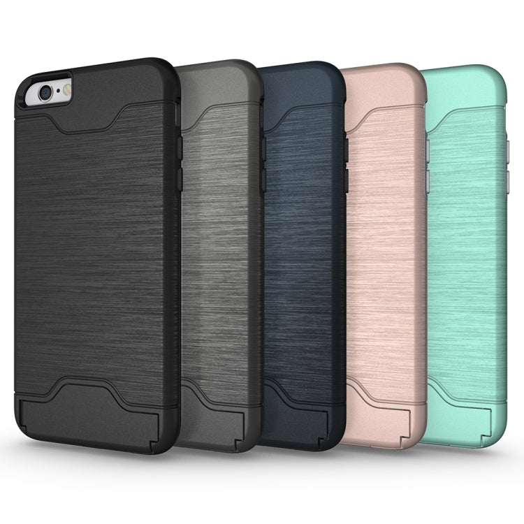 For iPhone 6 Plus & 6s Plus Brushed Texture Separable TPU + PC Combination Back Case with Card Slot & Holder