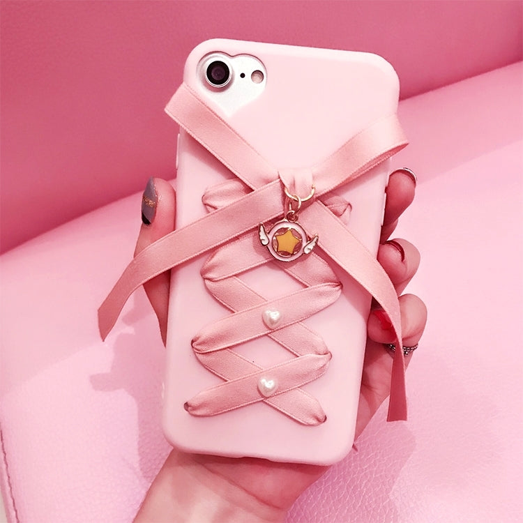 For iPhone 6 Plus & 6s Plus Bowknot Full Coverage Shockproof Protective Back Cover Case (Pink)