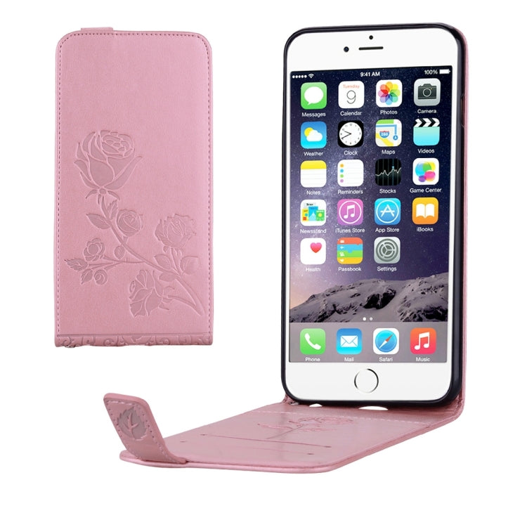 For iPhone 6 Plus & 6s Plus Roses Pressed Flowers Pattern Vertical Flip Leather Case with Card Slot & Lanyard