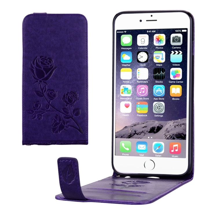 For iPhone 6 Plus & 6s Plus Roses Pressed Flowers Pattern Vertical Flip Leather Case with Card Slot & Lanyard