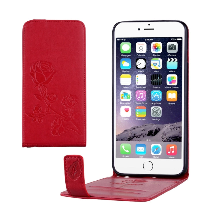For iPhone 6 Plus & 6s Plus Roses Pressed Flowers Pattern Vertical Flip Leather Case with Card Slot & Lanyard