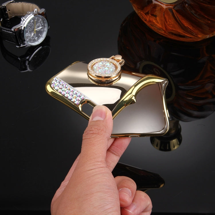 For iPhone 6 Plus & 6s Plus Diamond Encrusted Electroplating Mirror Protective Cover Case with Hidden Ring Holder