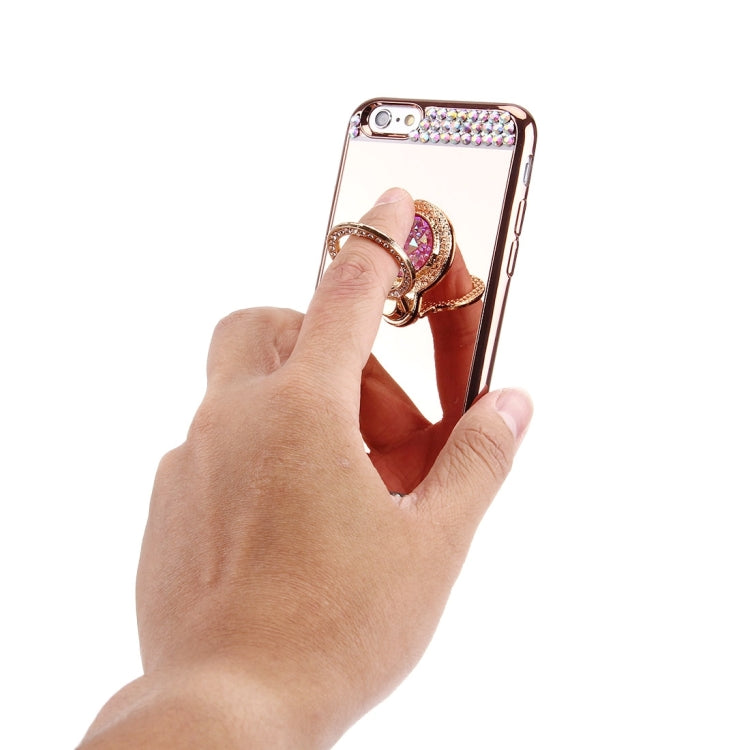 For iPhone 6 Plus & 6s Plus Diamond Encrusted Electroplating Mirror Protective Cover Case with Hidden Ring Holder