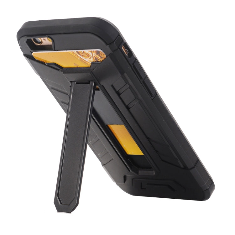 For iPhone 6 Plus & 6s Plus TPU + PC Shockproof Protective Back Cover Case with Holder & Card Slots
