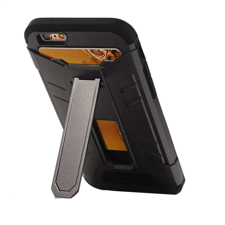 For iPhone 6 Plus & 6s Plus TPU + PC Shockproof Protective Back Cover Case with Holder & Card Slots