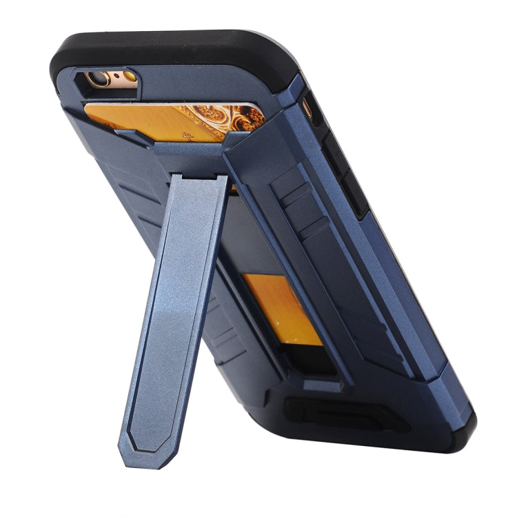 For iPhone 6 Plus & 6s Plus TPU + PC Shockproof Protective Back Cover Case with Holder & Card Slots