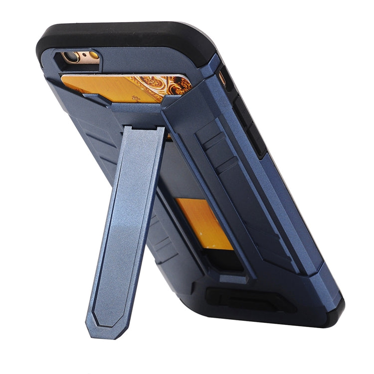 For iPhone 6 Plus & 6s Plus TPU + PC Shockproof Protective Back Cover Case with Holder & Card Slots