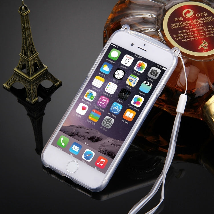 For iPhone 6 Plus & 6s Plus Rabbit Ear Diamond Encrusted Transparent TPU Protective Case with Lanyard & Holder