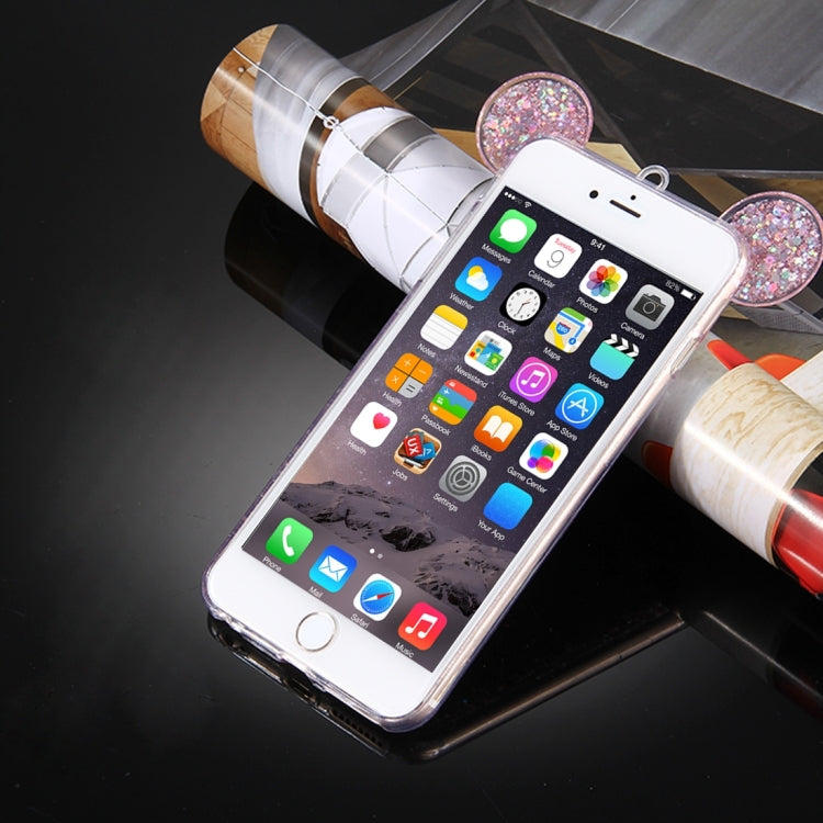 For iPhone 6 Plus & 6s Plus Glitter Powder Mouse Ear Soft TPU Protective Case with Sling Hole